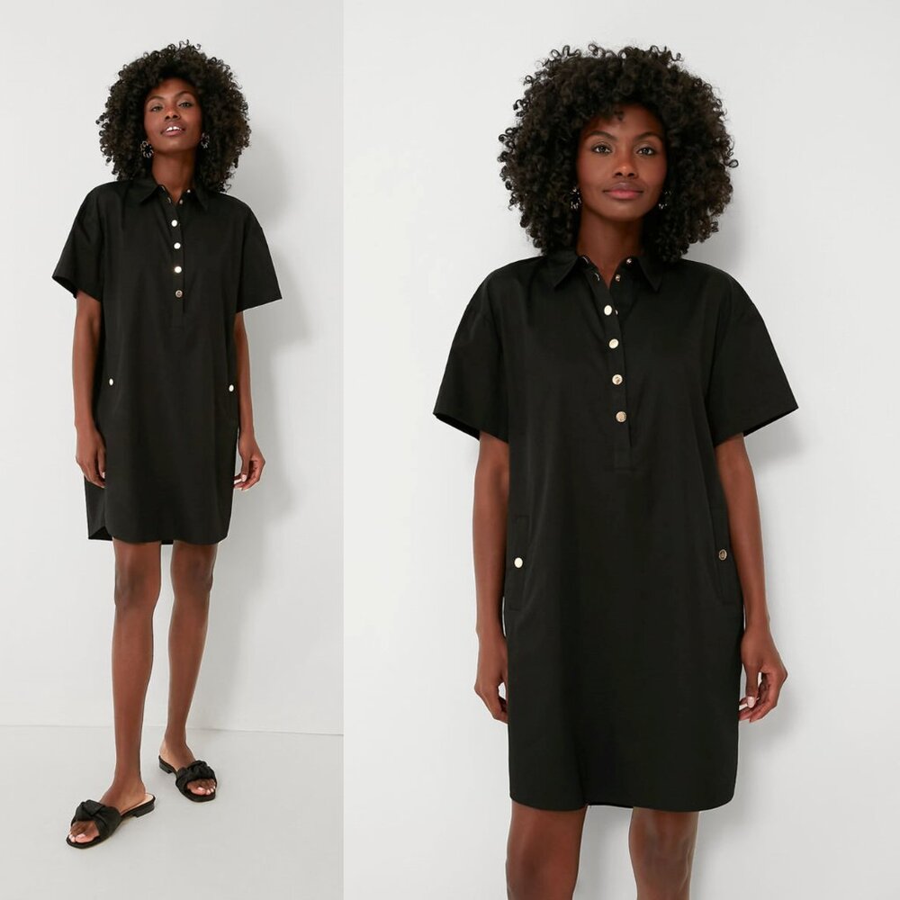 NWT Pomander Place Black Short-Sleeve Polo Shirt Dress